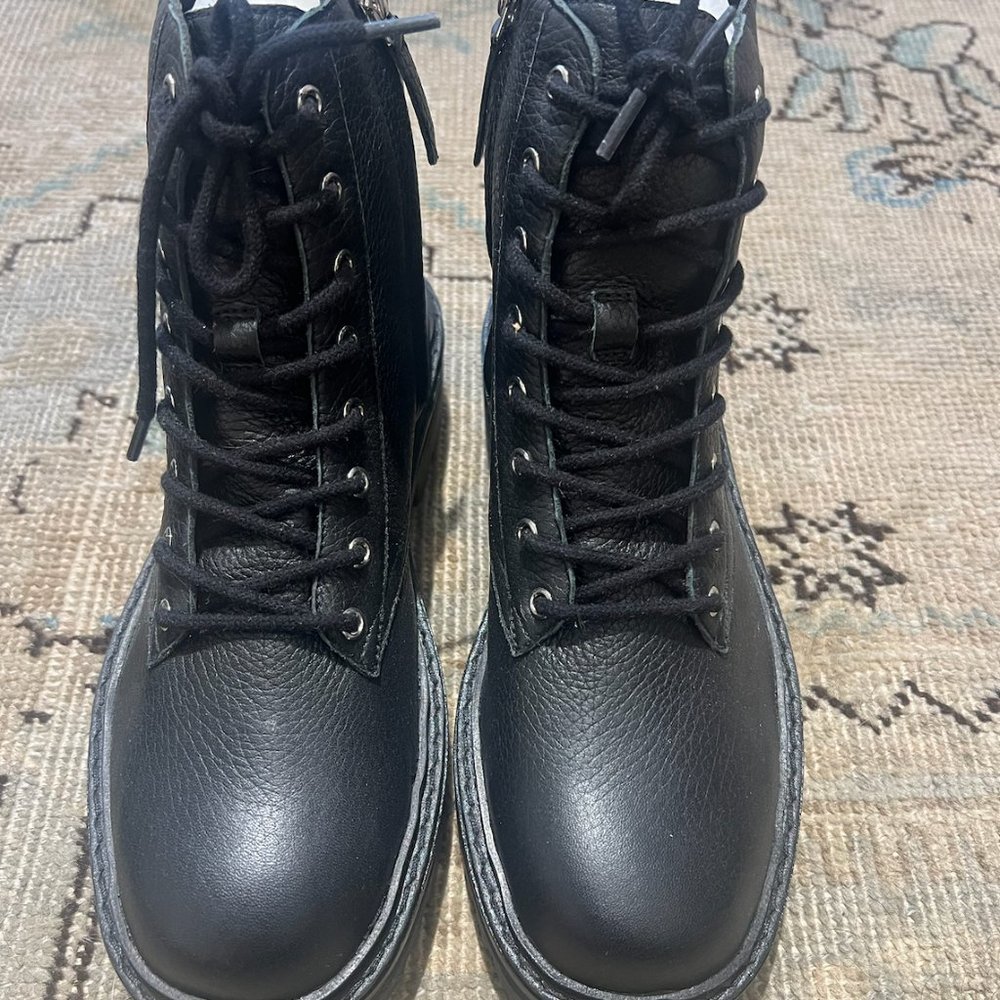 Blade Suede Studio Black Combat Boots Size 6